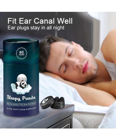 Sleepy Panda Foam Ear Plugs for Sleep - 60 Pairs, 38DB SNR, Reusable & Custom Fit, Black - Buy Online on GoSupps.com