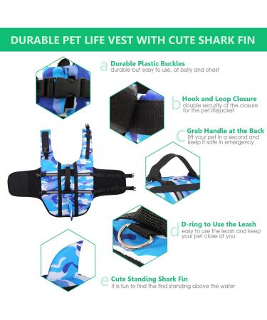 Shop Cit toile Camouflage Life Jacket for Dogs | Reflective & Durable Dog Swimming Vest - Small Medium Large - Perfect for Sea Lake & River - Blue Camouflage - Buy Online on GoSupps.com