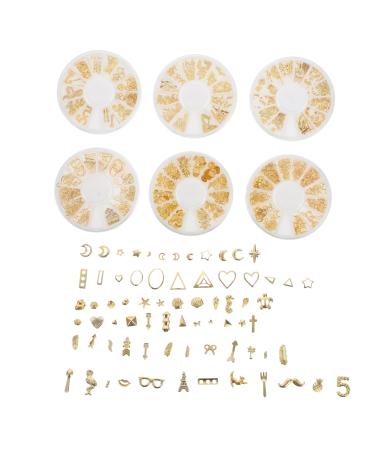 minkissy 6 Boxes Accessories Nail Art Charm Nail Alloy Small Decoration Chic Nail DIY Decors Nail Alloy Decor Nail Decor Accessory trinkets Charm Decorate Japanese Hollow Out Amulet Rivet