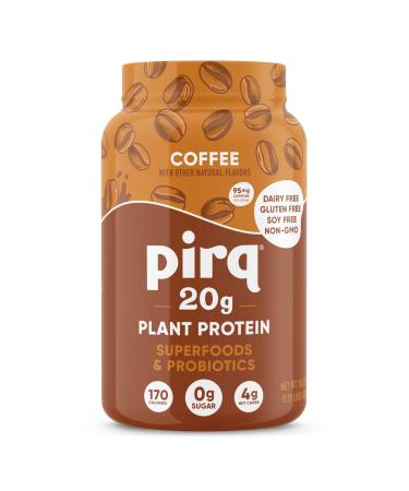 Pirq Dairy Free Protein Powder with 20g Protein Plant Based 2B CFU Probiotics 25 Superfoods Greens and Fruits Vegan 0g Sugar (14 Servings)(Coffee)
