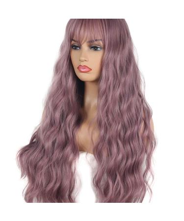 FVCENT 27 Long Curly Light Purple Synthetic Wig with Bangs for Women & Girls - Ship Worldwide - Buy Online on GoSupps.com