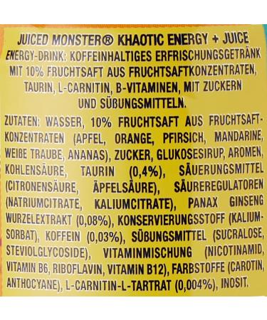 Buy Monster Energy Juiced Khaotic - Tropical Citrus Caffeinated Energy Drink (12 x 500 ml) | International Shipping Available - Buy Online on GoSupps.com