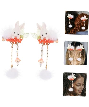 Gadpiparty 1 Pair bunny hairpin hanfu accessories rabbit hair pin furry balls barrettes chinese hanfu hair clips hair clips for toddlers lovely hair clips earphone the flowers Metal child - Buy Online on GoSupps.com