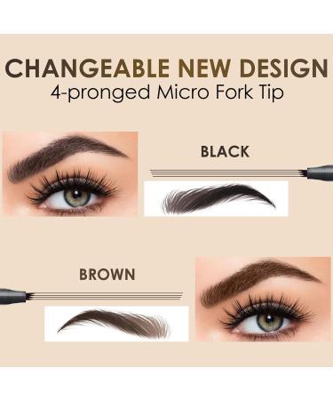 Rechoo Eyebrow Pencil - Waterproof Dark Brown Liquid Brow Pen with Micro Fork Tip for Natural Eye Makeup | Long Lasting & Smudge-Proof - Buy Online on GoSupps.com