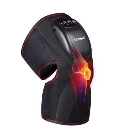 FIT KING Knee Massager with Heat,Air Compression Massage for Knee Pain Relief and Circulation,Heated Knee Brace Wrap Massager with 3 Modes and 3 Levels (1 Unit)