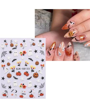 JMEOWIO 3D Embossed Halloween Nail Art Stickers Decals Self-Adhesive 5D Cute Ghost Pumpkin Nail Supplies Nail Art Design Decoration Accessories 4 Sheets - Buy Online on GoSupps.com