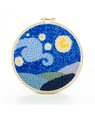 Punch Needle Embroidery Starter Kits Punch Needle Kits for Adults&Beginner Series of Scenery Punch Needle Starter Kit Punch Needle with Tools for Starters (Starry Night)