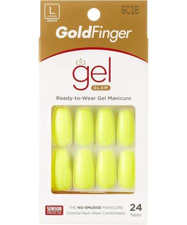 GoldFinger Full Cover Nails Press On 24 Nails Neon Green Color Long Length - Buy Online on GoSupps.com