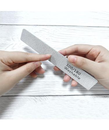 Washable 100/180 Grit Nail File Set - Double Sided Emery Board Filer for Acrylic and Natural Nails (12 Pcs) - Buy Online on GoSupps.com