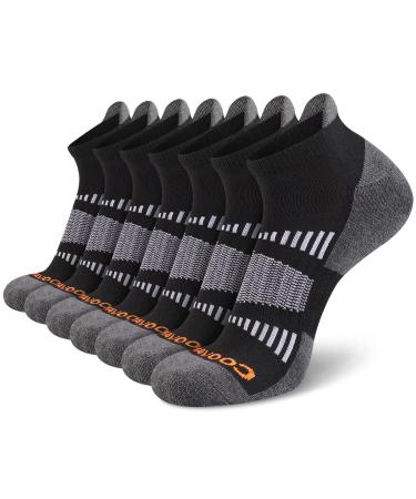 COOVAN 7 Pairs Mens Ankle Socks Athletic Low Cut Running Breathable Cushion Tab Socks 7 Pack Black