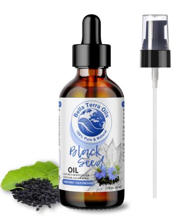 Bella Terra Oils - Black Seed Oil 2oz - Celebrating Black Cumin's Nutritional Legacy Infused with Gamma Linoleic Acid A Premium Cosmetic Companion 2 Fl Oz (Pack of 1)