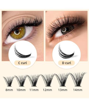 QueWel Cluster Lashes - 240 Pieces of 0.07D Curl DIY Eyelash Extensions (8-14mm Mix) for Natural Look - Single Cluster Eyelashes - Buy Online on GoSupps.com