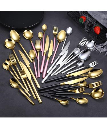 NEAFP Flatware Sets 9PCs Cutlery Set Gold/Silver Cutlery Glossy Stainless Steel Tableware Sets Kitchen Fork Spoon Knive Steel Cutlery Silverware Set (Color : Pink Gold) - Buy Online on GoSupps.com