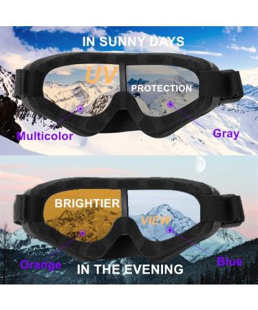 LJDJ Ski Goggles 4-Pack - Snowboard Motorcycle Tactical Glasses, Colorful+Gray+Orange+Blue Lens/Black Frame - Buy Online on GoSupps.com