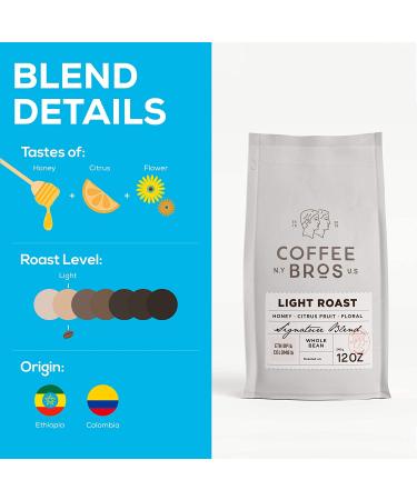 Coffee Bros. Light Roast Whole Bean 100% Arabica Blend - Ethiopia & Colombia - 12oz Bag - Gourmet Specialty Coffee - Buy Online on GoSupps.com