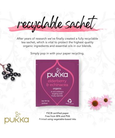 Pukka Organic Elderberry & Echinacea Herbal Tea Bags - Wellness Support - 60 Tea Bags (20 Count x 3 Pack) - Buy Online on GoSupps.com