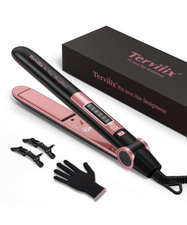 Terviiix Salon Flat Iron Hair Straighteners Creates Silky Smooth Hair Instantly Frizz Buster Negative Ionic Ceramic Straightener Iron Adjustable Temperature Up to 430 Dual Voltage Auto-Off