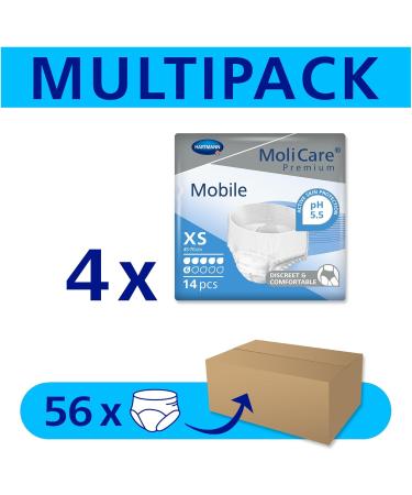 Molicare Premium Mobile Disposable Pants for Incontinence - Discreet Unisex Size XS (45-70 cm) - 56 Pieces - 6 Drops - Buy Online on GoSupps.com