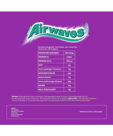 Airwaves Chewing Gum | Cool Cassis | Sugar-Free | Fresh Breath | Pack of 6 Cans (50 Dragees Each) - International Shipping Available - Buy Online on GoSupps.com