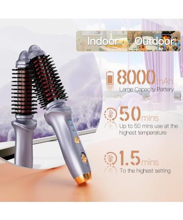 Portable Cordless Curling Iron Brush for Women - Anti-Scald Heated Hair Curler Wand with Extra Long Tourmaline Ceramic Barrel - Ideal for Travel (Purple - Buy Online on GoSupps.com