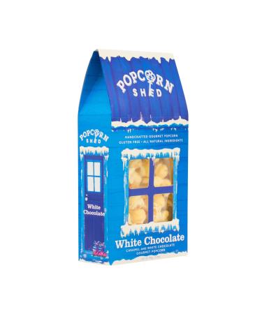 Popcorn Shed White Chocolate Gourmet Gift Box Gluten Free Natural Vegetarian Movie Night Snack 80 g Blue White 80.00 g (Pack of 1)