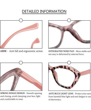 MMOWW Cat Eye Reading Glasses for Women - 2 Pack Anti-Blue Fashionable Comfort - Pink Turtle & Gray Turtle 3.0X - Buy Online on GoSupps.com