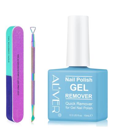 Gel Nail Polish Remover Gel Polish Remover - Quick & Easy Remove in 3-5 Mins Gel Remover with Gel Polish Scraper and Nail File No Damage To Nails