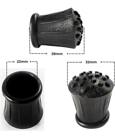 22mm Heavy Duty Rubber End Ferrules for Walking Stick, Crutches & Zimmer Frames (2 Pack) - Buy Online on GoSupps.com