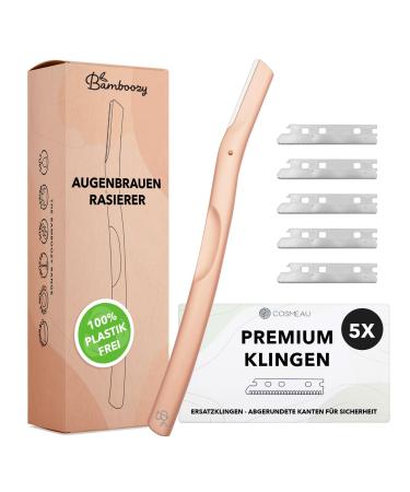 BAMBOOZY EYEBROUM RASIERs with 5 premium blades - reusable dermaplaning razor from metal for face eyebrows and intimate zone - plastic free - Buy Online on GoSupps.com