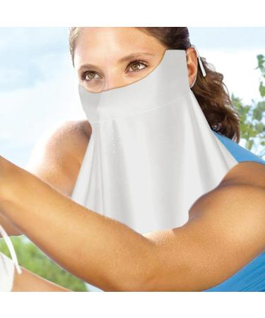 UV Protection Face Masque | Neck Gaiter SPF Sun Masque | Sun Face Cover Breathable Full Face Shield Face Scarf Cover Cooling Sunscreen Masque for Men Women White - Buy Online on GoSupps.com