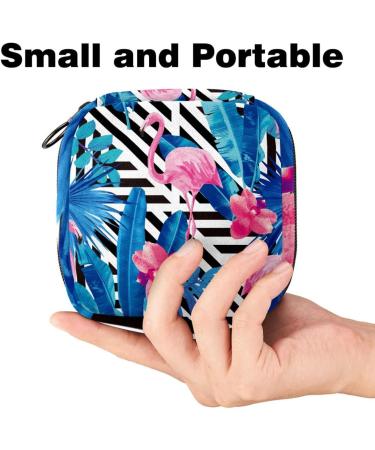 Javenproeqt Portable Women's Binding Bags | Menstrual Cup Pocket & Teen Girl Tampons | Jungle Flamingo Stripes - Buy Online on GoSupps.com