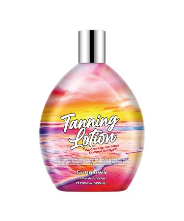 Sunglowy Bronzing Brown Lotion for Indoor Tanning Beds Lotions with Bronzer and Accelerator Indoor Outdoor Suntan Lotion for Sunbeds w/Tattoo Protecting Formula DHA Free 13.5oz