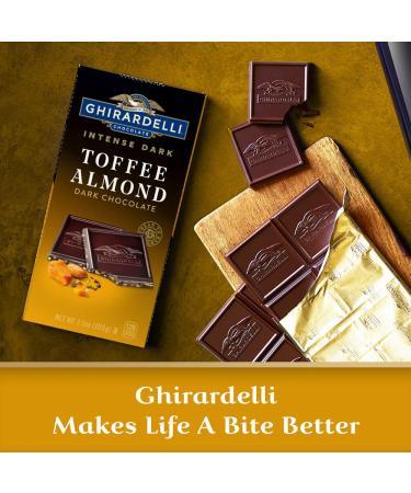 GHIRARDELLI Intense Dark Chocolate Bar with Toffee Almond - 3.5 Oz (Pack of 12) | Premium Chocolate Treats - Buy Online on GoSupps.com