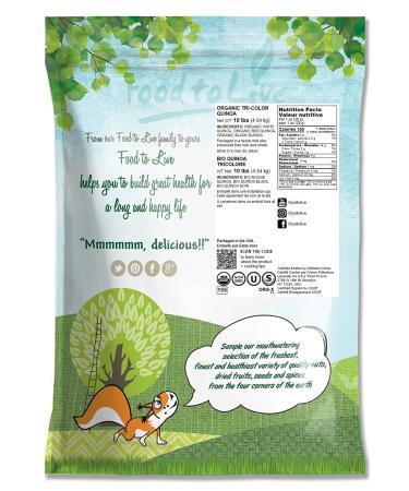 Organic Tri-Color Quinoa 10lb Pack - Non-GMO Three-Color Blend of White, Black, & Red Quinoa - Whole Grain, Kosher, Vegan - Sproutable & Sirtfood - High Fiber & Protein - Bulk Buy - Buy Online on GoSupps.com