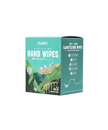 BAR-D Antibacterial Hand Wipes with Essential Oils - 60 Wipes, Peppermint, Tea Tree Oil, Aloe Vera, Travel Size Sanitizing Hand Wipes - Disinfecting and Smelling Great - Buy Online on GoSupps.com