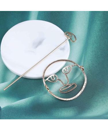 Cimenexe Bohemian Hollow Face Hair Stick Geometric Circle Hair Fork Outline Face Hair Barrette Metal Circle Hair Slide Gold Abstract Face Headwear Decorative Personalized Hair Accessories Jewelry - Buy Online on GoSupps.com