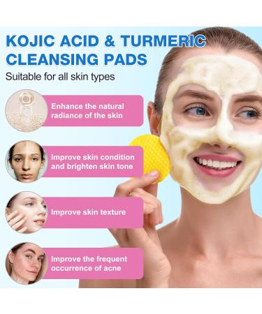 Turmeric Cleansing Pads 60pcs - Exfoliating Face Pads for Dark Spots & Keratin Removal - Gentle Foaming Turmeric Infused Treatment with Vitamin C - Buy Online on GoSupps.com