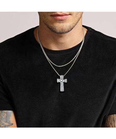 U7 Women's Cremation Urn Necklace - Celtic Knot Dog Feet Wings & Crucifix - Stainless Steel Cylinder Pendant - Fire Burial Jewelry - Buy Online on GoSupps.com