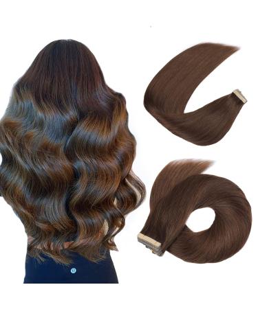 Hotlulana tape extensions real hair dark brown extensions real hair 20 inch/50cm 50g invisible 100% natural tape in extensions real hair 20PCs Skin weft real hair extensions tape #2.#2 dark brown 50cm 20 inch (20 pack)