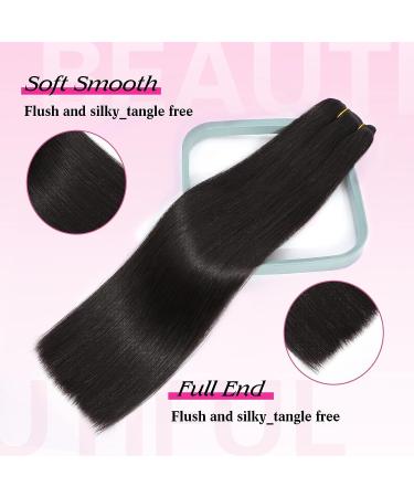 Real Human Hair Clip in Extensions - Brazilian Remy Straight Hair 18 Inch 1B Natural Black - 100% Human Hair, Double Weft, 8pcs Set with 18 Clips, 70g Handmade - Buy Online on GoSupps.com