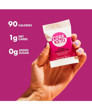 CORE Keto Brownie Bites - Plant-Based, Low Carb Double Chocolate Chip Brownies | 1g Net Carb, Low Calorie, Gluten-Free Dessert - 8 Individually Wrapped Snacks - Buy Online on GoSupps.com