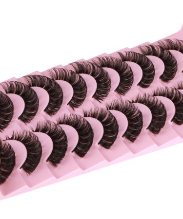 wiwoseo False Eyelashes Russian Strip Lashes D Curly Faux Mink Lashes Wispy Fluffy 16MM 3D Effect Fake Eyelashes 10 Pairs Pack Y-16MM-i
