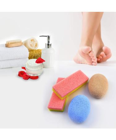 Pedicure Foot Pumice Stone Set for Heavy Callused Feet - 2 Glass Stones & 2 Scrubber Sponges for Dead Skin Removal - Buy Online on GoSupps.com