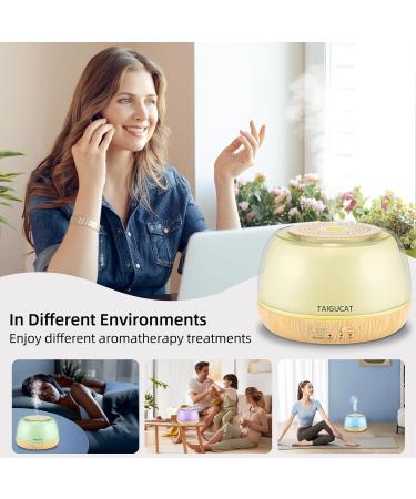 TAIGUCAT 300ML Aromatherapy Essential Oil Diffuser - 8 Hours Quiet Electric Air Diffuser with Remote Control and 7 LED Color Changing Lights - Yellow - Buy Online on GoSupps.com
