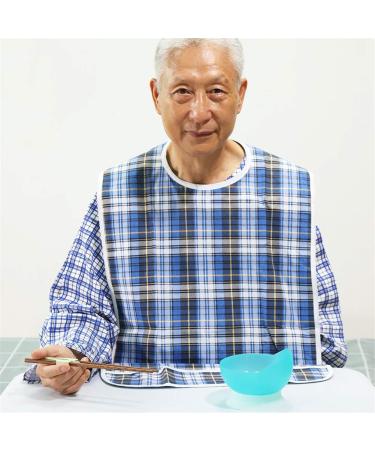 Washable Reusable Adult Bib for Eating for Elderly Seniors and Disabled Extra Long Clothing Protector with Crumb Catcher B S