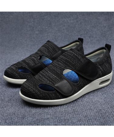 MOCINNA Men's Diabetic Shoes - Adjustable Swelling Walking Shoes - Non-Slip Elderly Sneakers - Memory Foam - 12 Grey Black - Buy Online on GoSupps.com