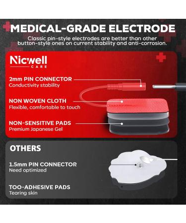 TENS Unit Replacement Electrode Pads - 10 Reusable & Latex-Free Self-Adhesive Pads Compatible with Nicwell Care EMS Devices - 2x2 Inch - Best Quality for Pain Relief - Buy Online on GoSupps.com