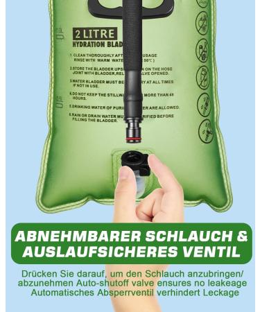 Zacro 2L Hydration Bladder & Water Bag - Antimicrobial BPA-Free Portable Drinking Bag for Hiking Camping Running Cycling | Green - Buy Online on GoSupps.com