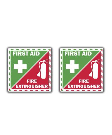 Kramer First Aid Fire Extinguisher Inside Vinyl Sticker Decal Emergency Safety Kit 6" x 6" set of 2