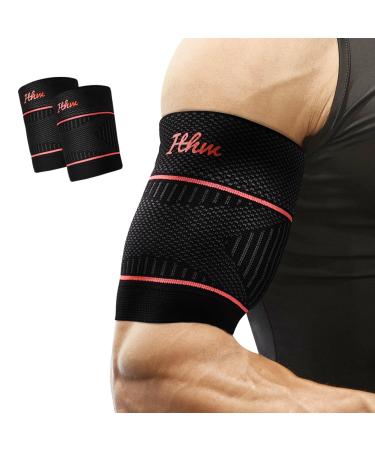 Bicep Tendonitis Brace for Pain Relief Bicep Tendonitis Sleeve for Muscle Strains Recovery Bicep Compression Sleeve for Workouts (Large 1Pair) Large Orange 2